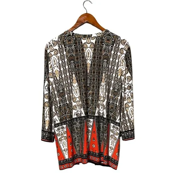 Ruby Rd. Petite PXL Womens Boho Tunic Top 3/4 Sleeve Multicolor Geometric Print - Picture 2 of 5